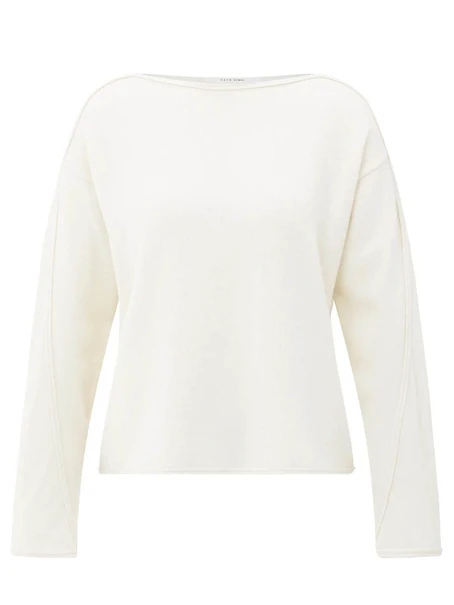 YAYA Boatneck sweater with fringes