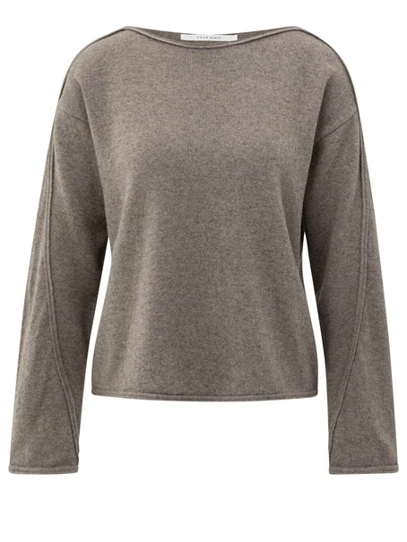 YAYA Boatneck sweater with fringes