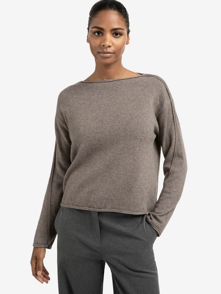 YAYA Boatneck sweater with fringes