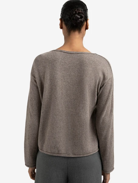 YAYA Boatneck sweater with fringes