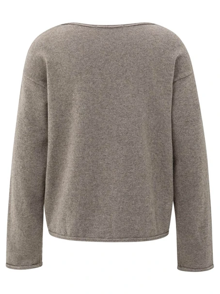 YAYA Boatneck sweater with fringes