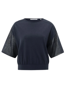 YAYA Boatneck sweater with transpar