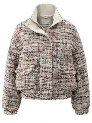 YAYA Boucle jacket with fringes