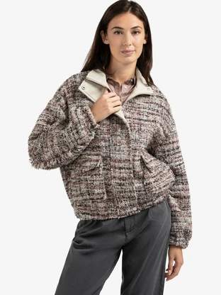 YAYA Boucle jacket with fringes