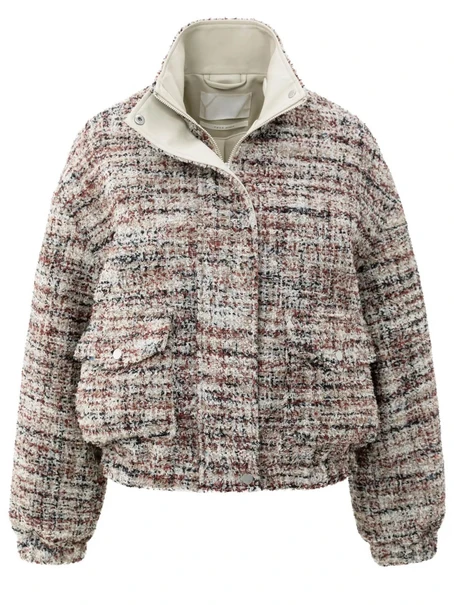YAYA Boucle jacket with fringes