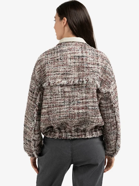 YAYA Boucle jacket with fringes