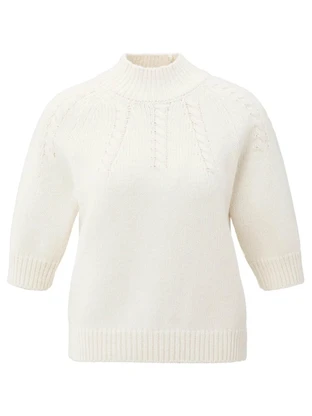 YAYA Cable sweater short sleeve