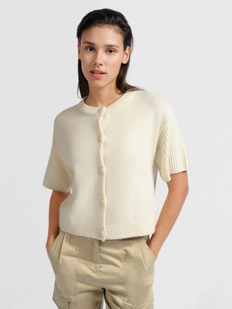 YAYA Cardigan with wide short sleev