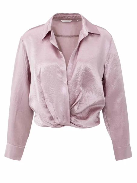 YAYA Cropped satin blouse