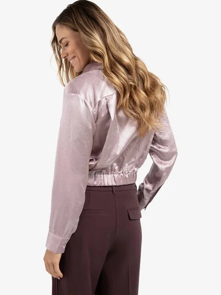 YAYA Cropped satin blouse