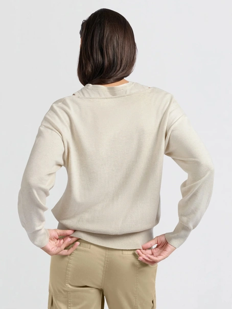 YAYA Deep round neck sweater with t