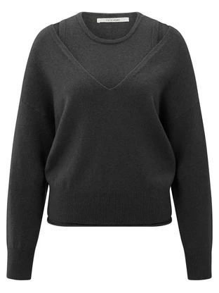YAYA Deep v-neck sweater with top