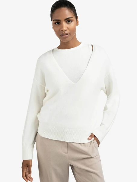 YAYA Deep v-neck sweater with top