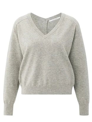 YAYA Double v-neck sweater with but