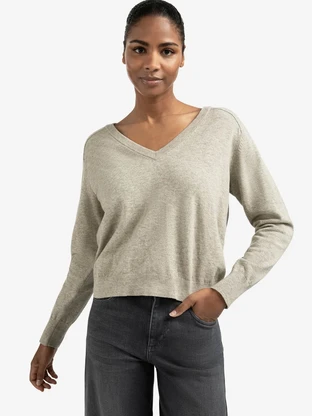 YAYA Double v-neck sweater with but
