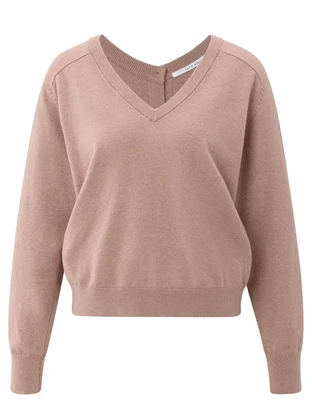 YAYA Double v-neck sweater with but