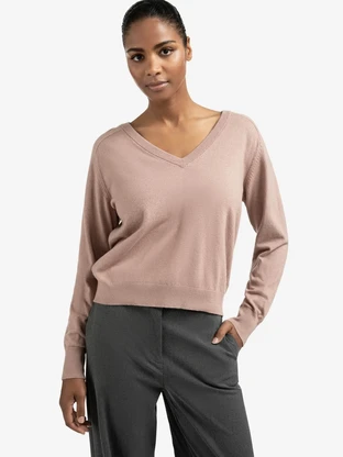 YAYA Double v-neck sweater with but