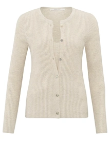 YAYA Fake cardigan in rib stitch