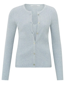 YAYA Fake cardigan in rib stitch