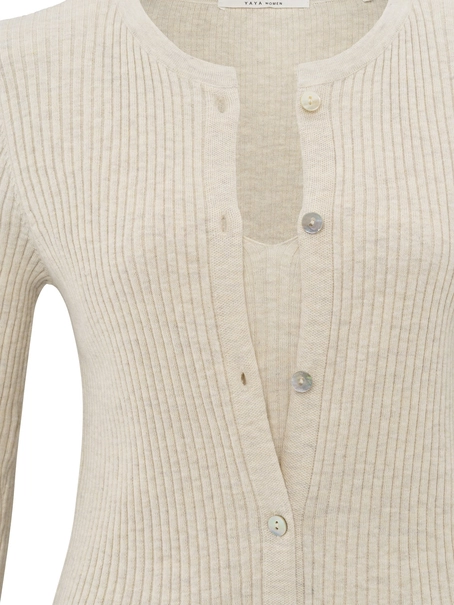 YAYA Fake cardigan in rib stitch