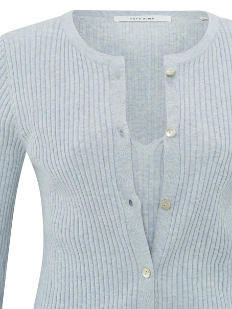YAYA Fake cardigan in rib stitch