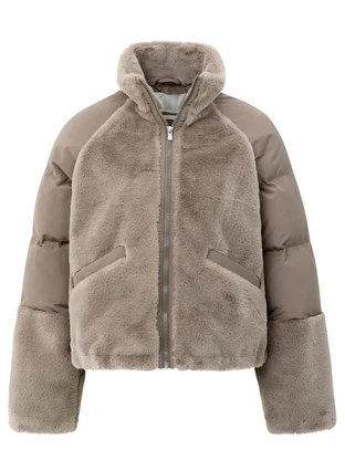 YAYA Faux fur jacket with padded ny