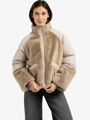 YAYA Faux fur jacket with padded ny