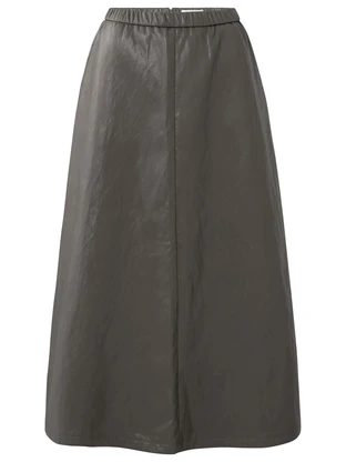 YAYA Faux leather A-line midi skirt