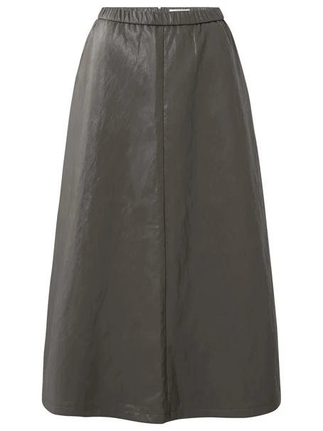 YAYA Faux leather A-line midi skirt