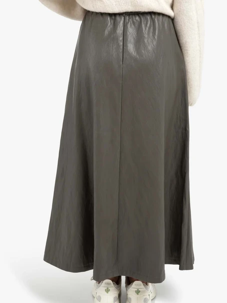 YAYA Faux leather A-line midi skirt