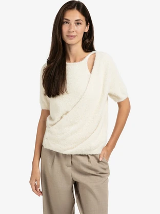 YAYA Fluffy cardigan overlaping ss