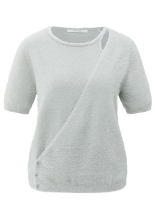YAYA Fluffy cardigan overlaping ss