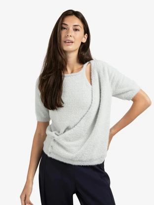 YAYA Fluffy cardigan overlaping ss