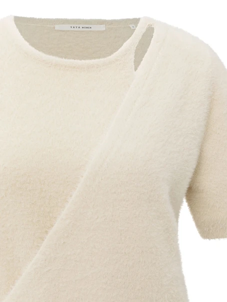 YAYA Fluffy cardigan overlaping ss