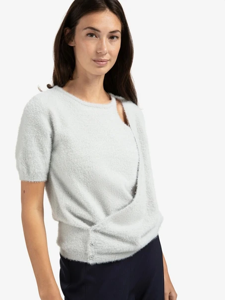 YAYA Fluffy cardigan overlaping ss