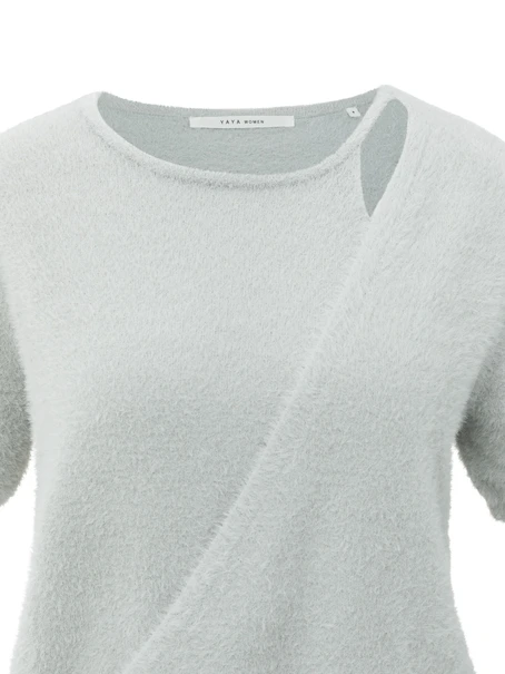 YAYA Fluffy cardigan overlaping ss