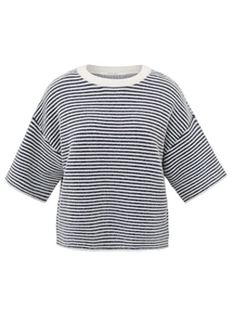YAYA Fluffy stripe sweater ss