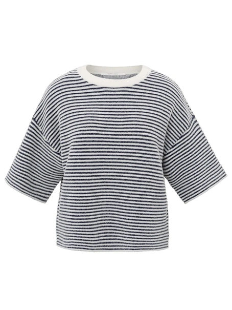YAYA Fluffy stripe sweater ss