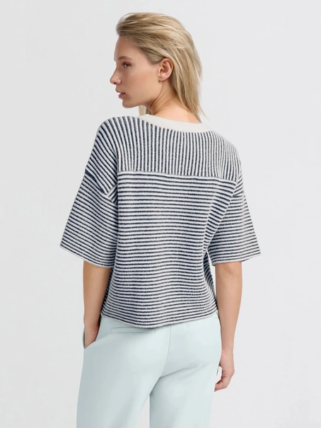 YAYA Fluffy stripe sweater ss