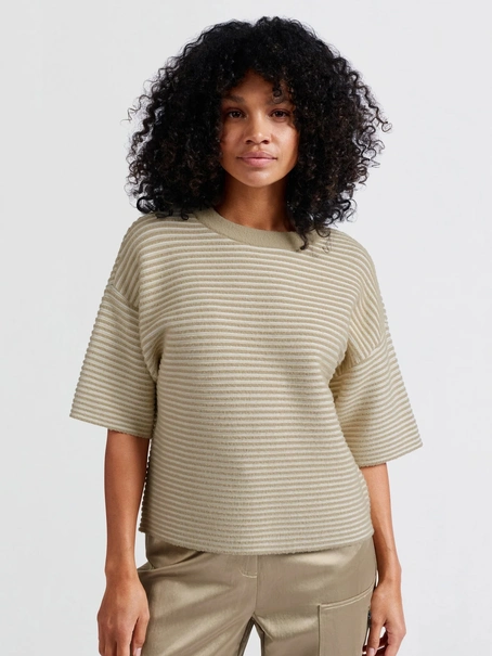 YAYA Fluffy stripe sweater ss