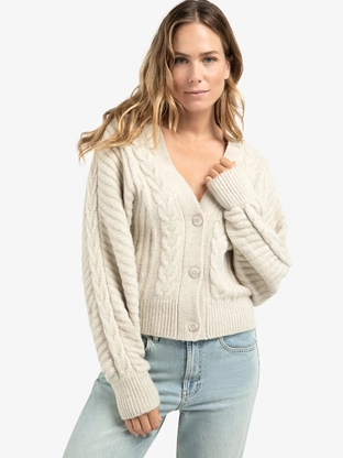YAYA Knit cardigan with cables