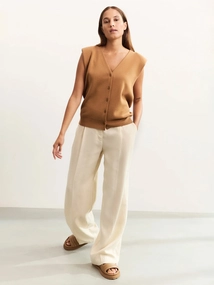 YAYA Linen mix wide leg trouse-L32