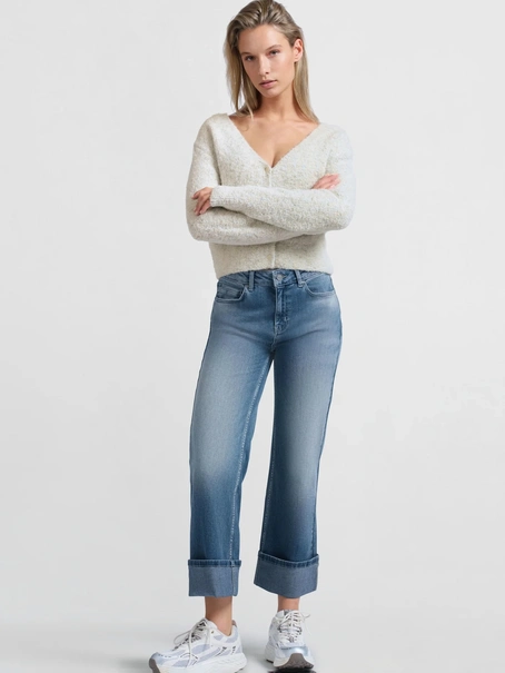 YAYA Mid waist denim w. roll-up