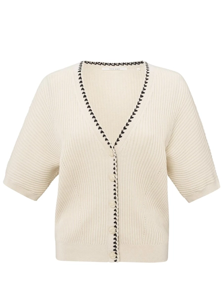 YAYA Rib cardigan with fun detail a