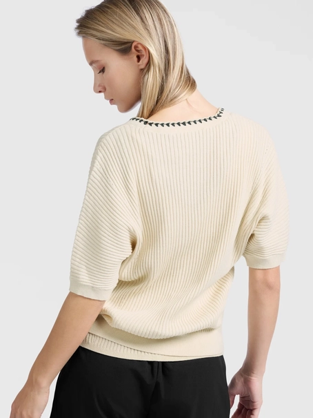 YAYA Rib cardigan with fun detail a