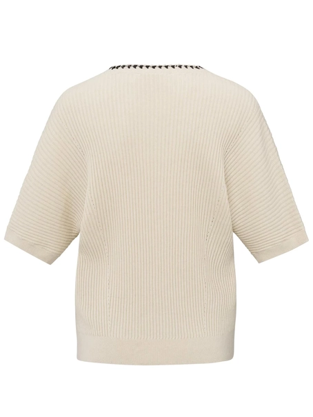 YAYA Rib cardigan with fun detail a