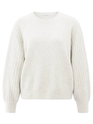 YAYA Rib mixed sweater ls