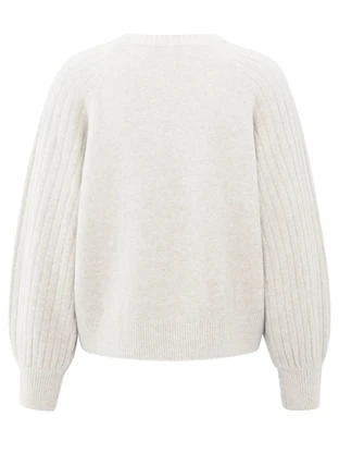 YAYA Rib mixed sweater ls