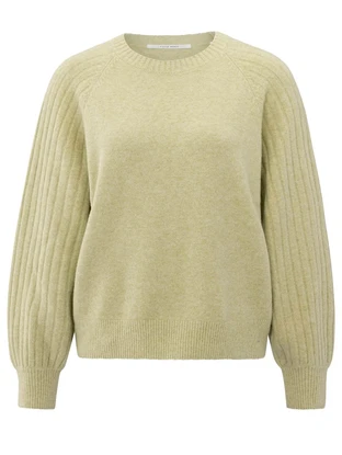 YAYA Rib mixed sweater ls
