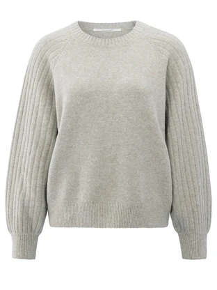 YAYA Rib mixed sweater ls